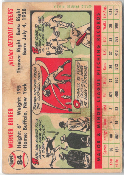 1956 Topps #84b Babe Birrer White Back