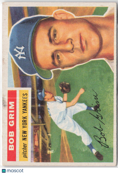 1956 Topps #52a Bob Grim White Back