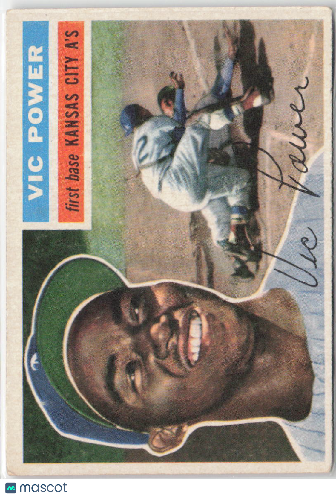 1956 Topps #67b Vic Power White Back