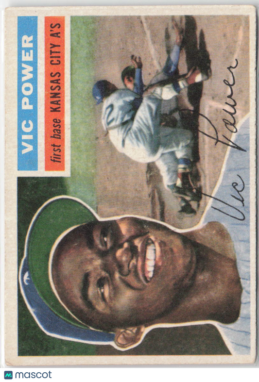 1956 Topps #67b Vic Power White Back