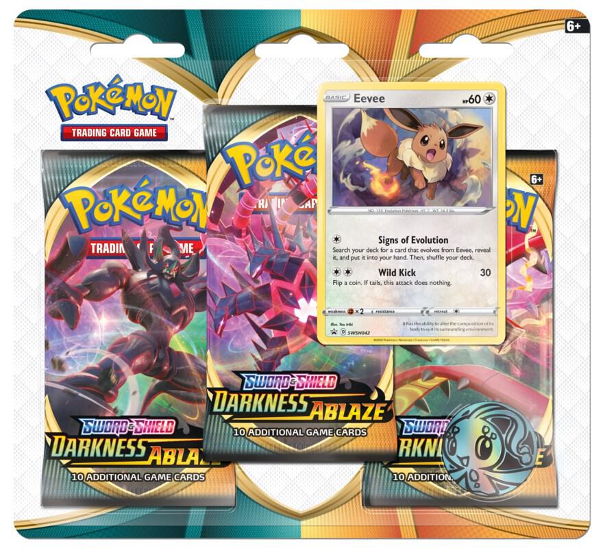 Pokemon Sword & Shield Darkness Ablaze 3 Pack Blister Pack
