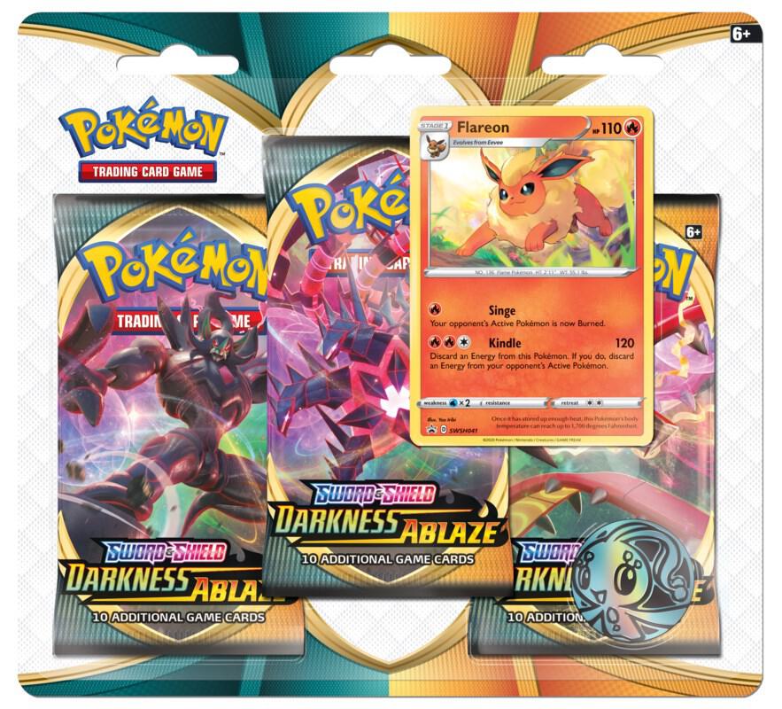 Pokemon Sword & Shield Darkness Ablaze 3 Pack Blister Pack