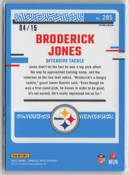 2023 Donruss Optic Broderick Jones Purple Stars 04/15 #285