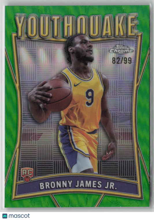 2025 Topps Chrome Youthquake Bronny James Jr. 82/99 RC Green #YQ-14