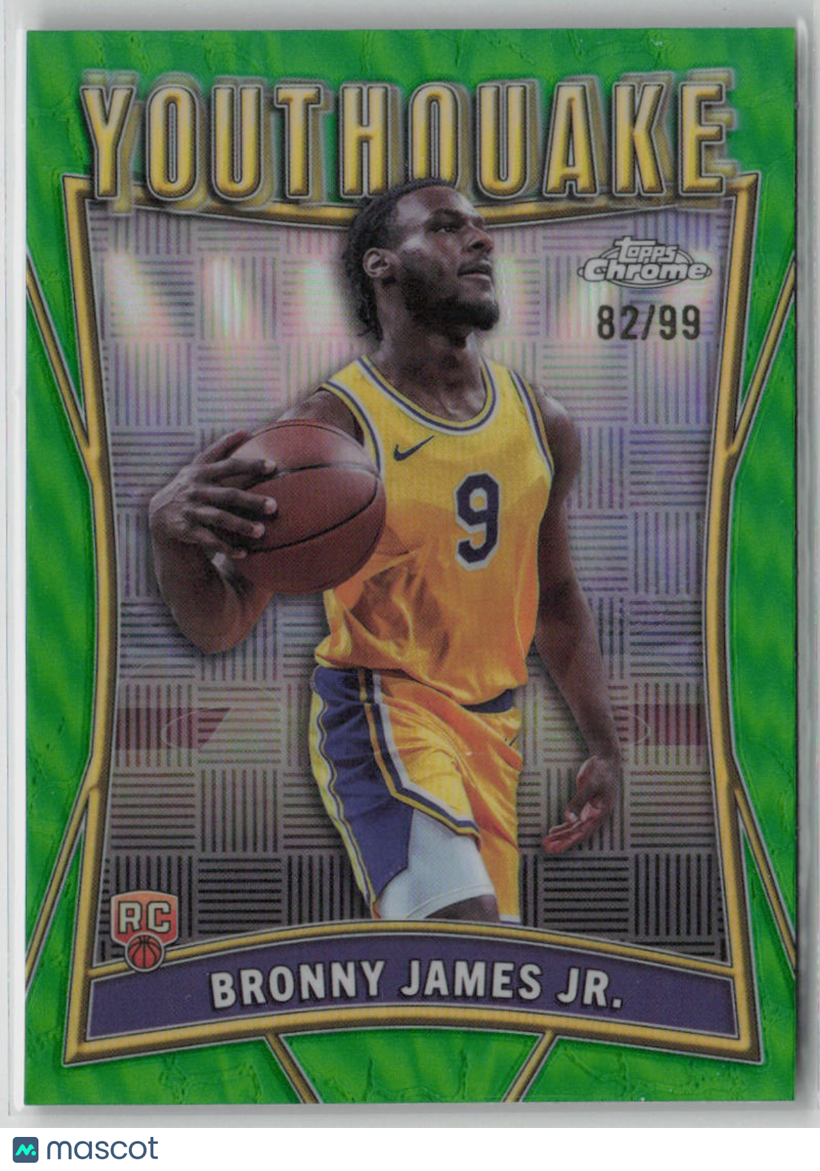 2025 Topps Chrome Youthquake Bronny James Jr. 82/99 RC Green #YQ-14