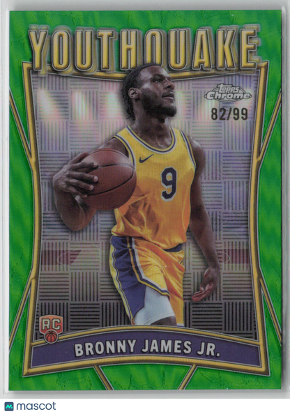 2025 Topps Chrome Youthquake Bronny James Jr. 82/99 RC Green #YQ-14