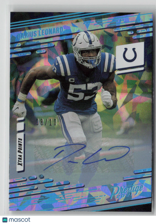 2021 Panini Prestige Darius Leonard Blue Ice Auto 08/10 Xtra Points #87