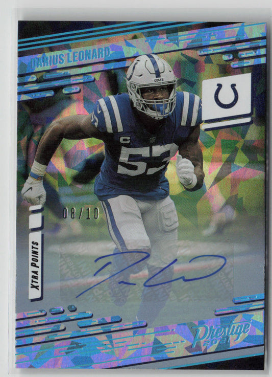 2021 Panini Prestige Darius Leonard Blue Ice Auto 08/10 Xtra Points #87