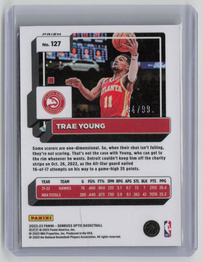 2022-23 Panini Donruss Optic Prizm Trae Young 94/99 Glitter #127