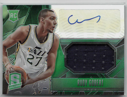 2013 Panini Spectra Rudy Gobert Rookie Patch Auto Green #115