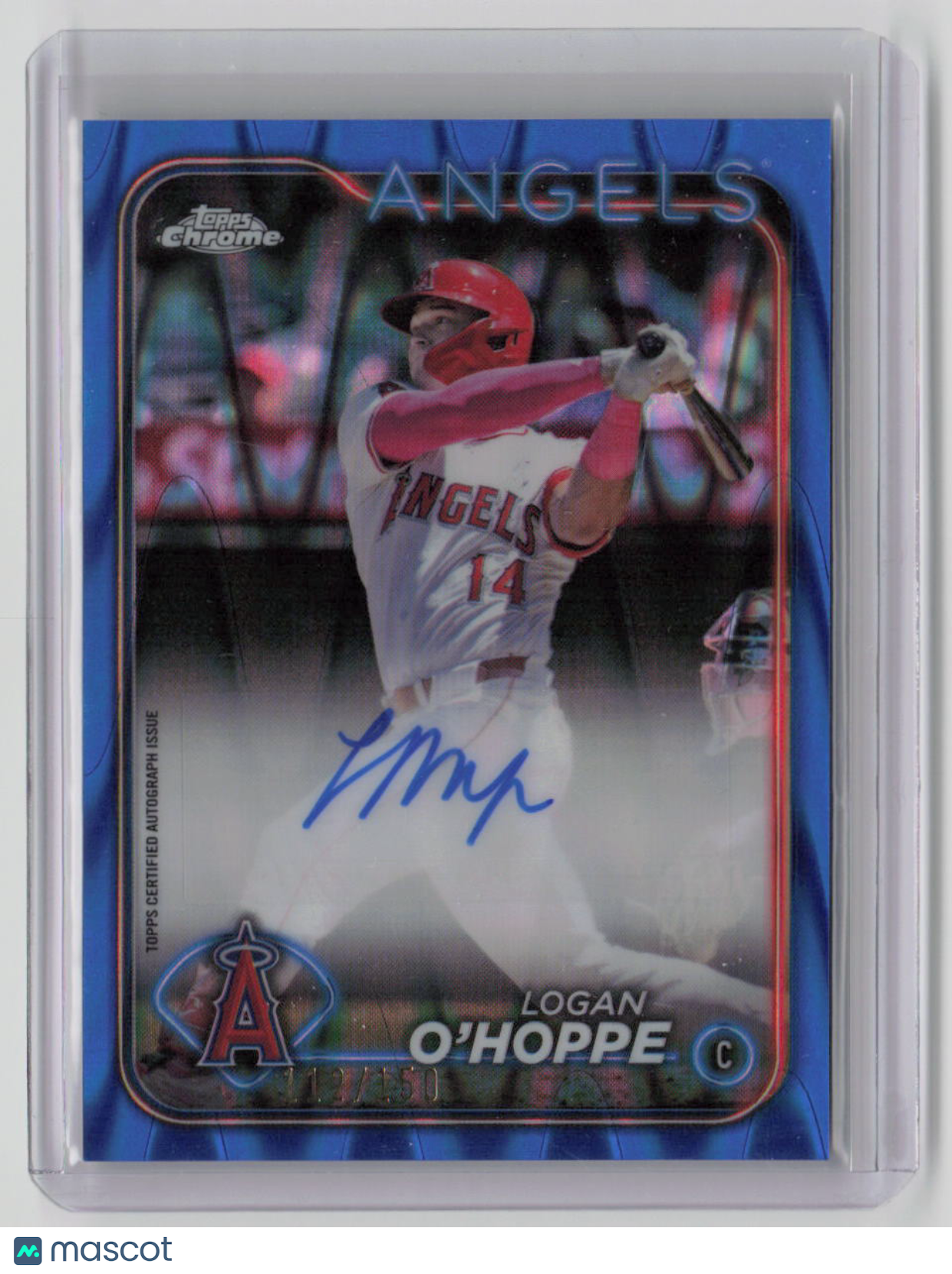2024 Topps Chrome Logan O'Hoppe Blue Wave Refractor Auto 112/150 #AC-10
