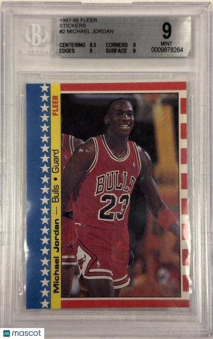 1987-88 Fleer Stickers Michael Jordan /(In #2 BGS 9