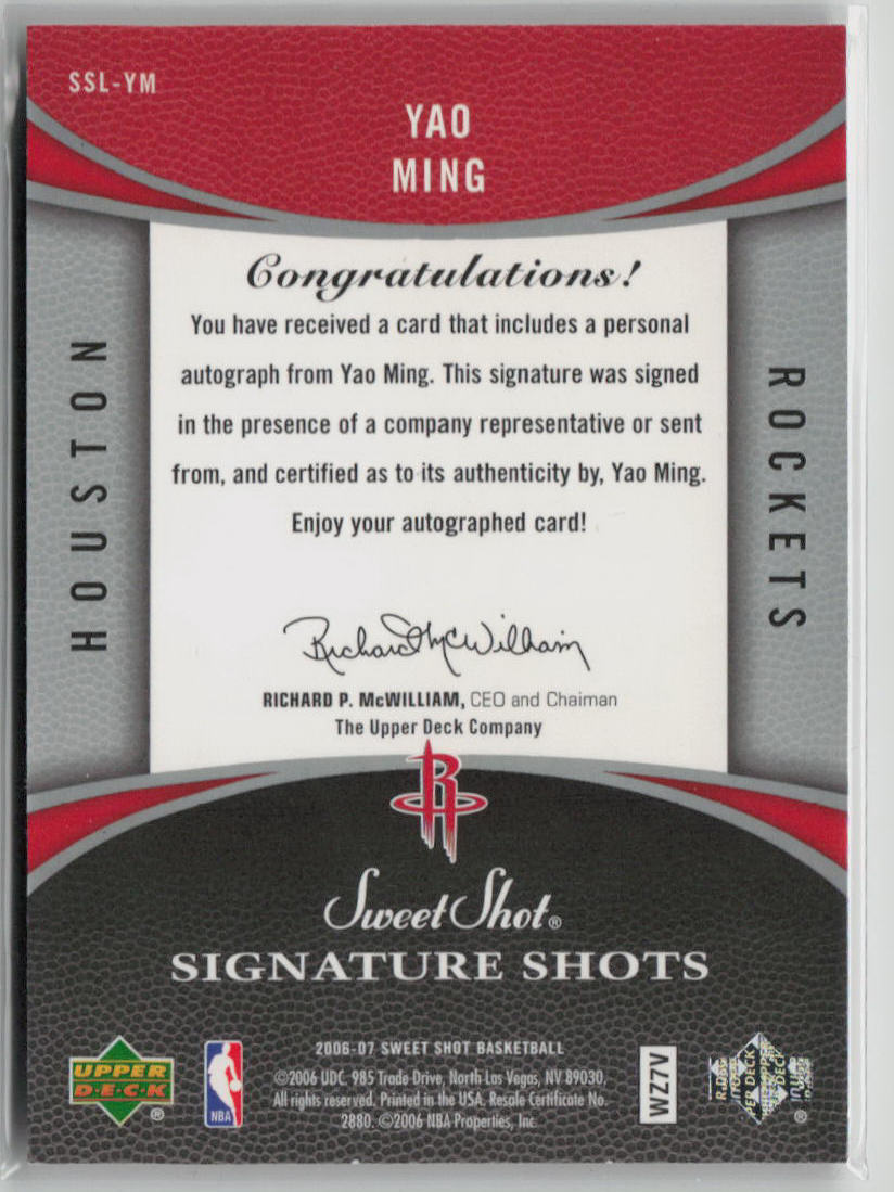 2006-07 Upper Deck Sweet Shot Signature Shots Yao Ming Autograph #SSL-YM