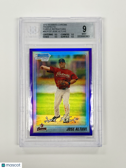 2010 Bowman Chrome Jose Altuve Purple Refractor /899 #BCP137 BGS 9