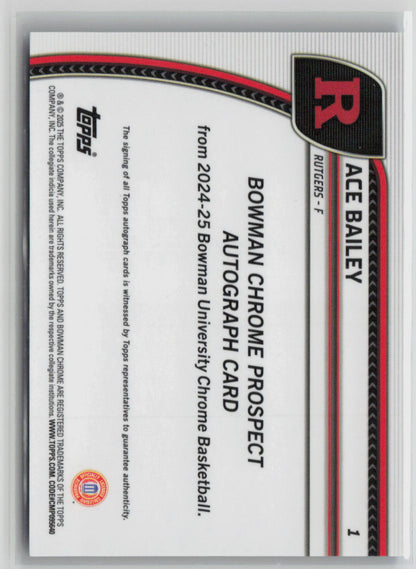 2024-25 Bowman University Chrome Ace Bailey Autograph Blue Shimmer 30/35 #1