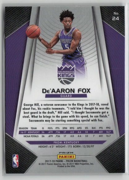 2017 Panini Prizm De'Aaron Fox Rookie Ruby Wave #24