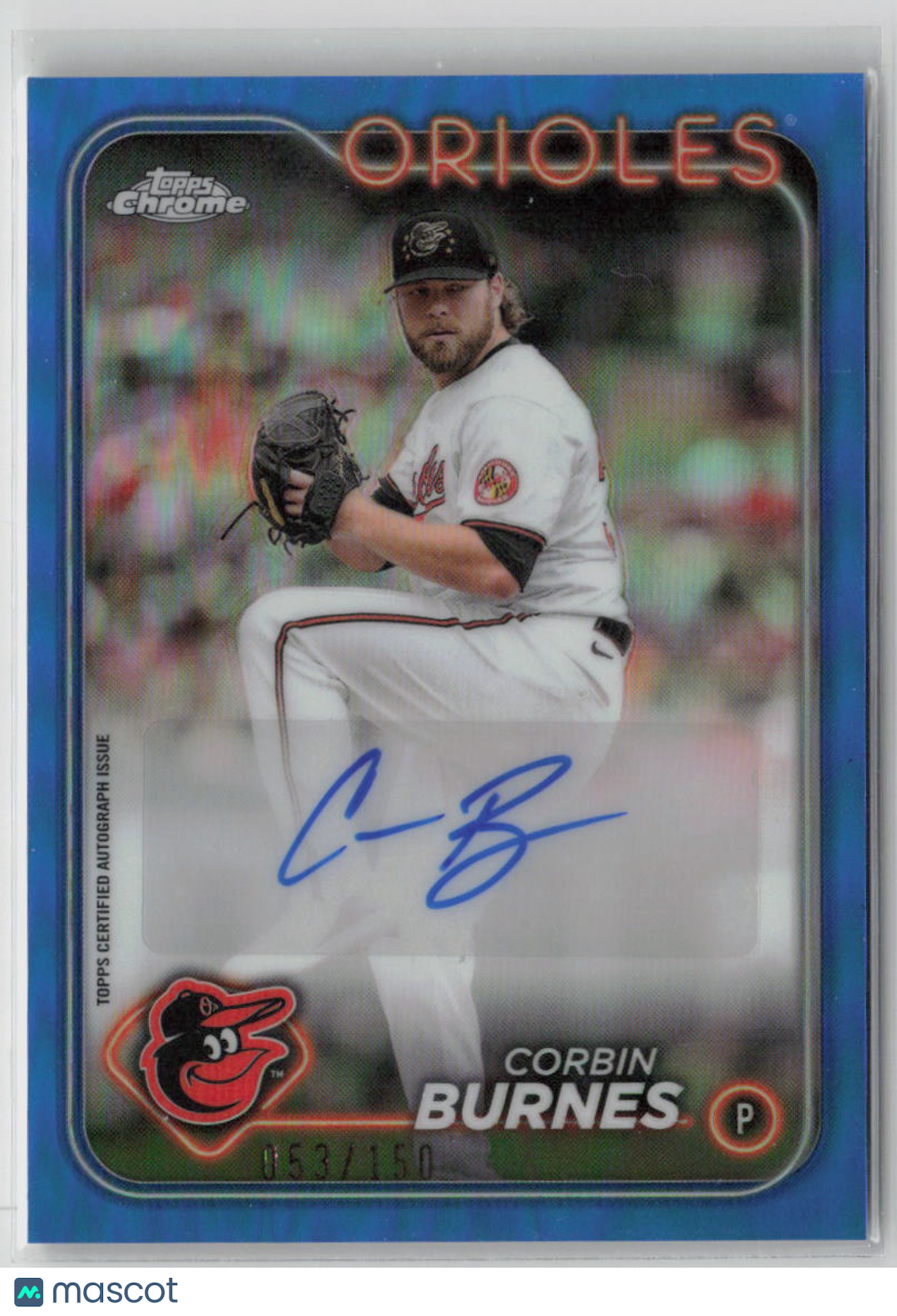 2024 Topps Chrome Corbin Burnes Blue Auto 053/150 AC-CB