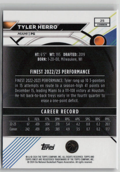 2023 Topps Finest Tyler Herro 08/10 Red #25