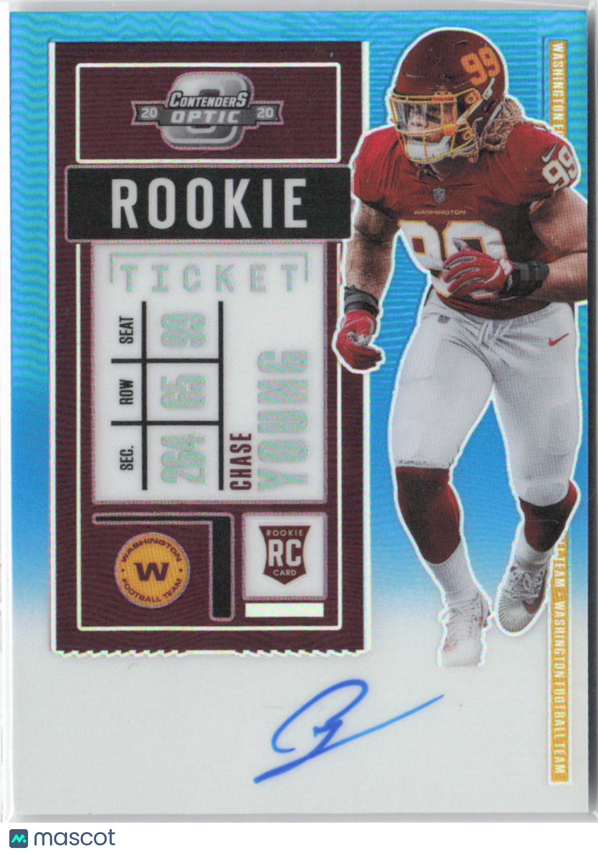 2020 Panini Contenders Optic Chase Young Aqua Rookie RC Auto 85/99 #102