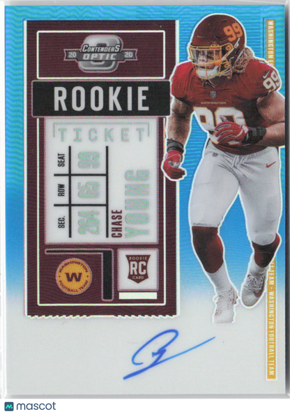 2020 Panini Contenders Optic Chase Young Aqua Rookie RC Auto 85/99 #102