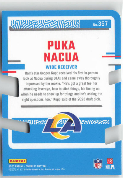 2023 Panini Donruss Puka Nacua Press Proof Die-Cut /75 Rated Rookie #357