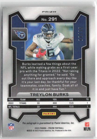 2023 Panini Prizm Treylon Burks Red Shimmer Auto 10/35 #No. 291