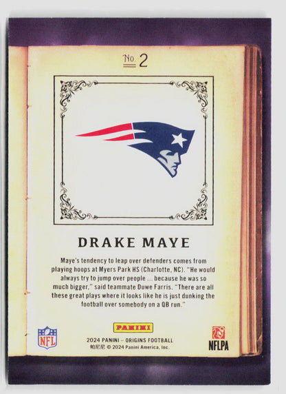 2024 Panini Origins Drake Maye Origin Story Case Hit RC #2