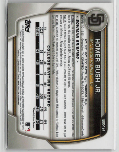 2023 Bowman Chrome Homer Bush Jr. 02/10 Pink #BDC-124