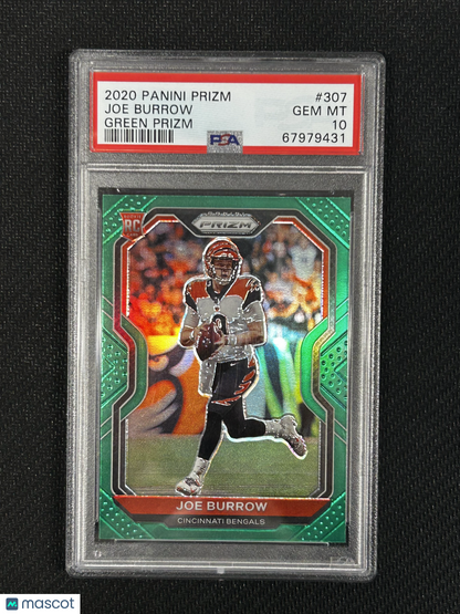 2020 Panini Prizm Joe Burrow Green Prizm #307 PSA 10