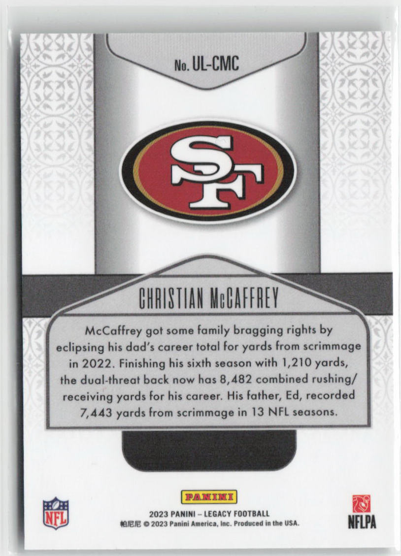 2023 Panini Legacy Christian McCaffrey Under the Lights Glitter SSP #UL-CMC