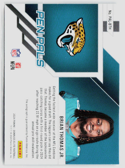 2024 Donruss Elite Brian Thomas Jr Pen Pals Black Ink Rookie Auot #P1-BT