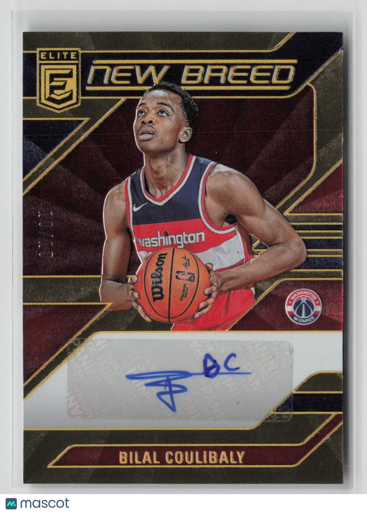 2023-24 Panini Donruss Elite New Breed Bilal Coulibaly Auto Gold 10/10 #NB-BIL