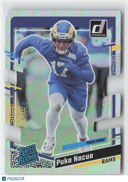 2023 Panini Donruss Puka Nacua Press Proof Die-Cut /75 Rated Rookie #357