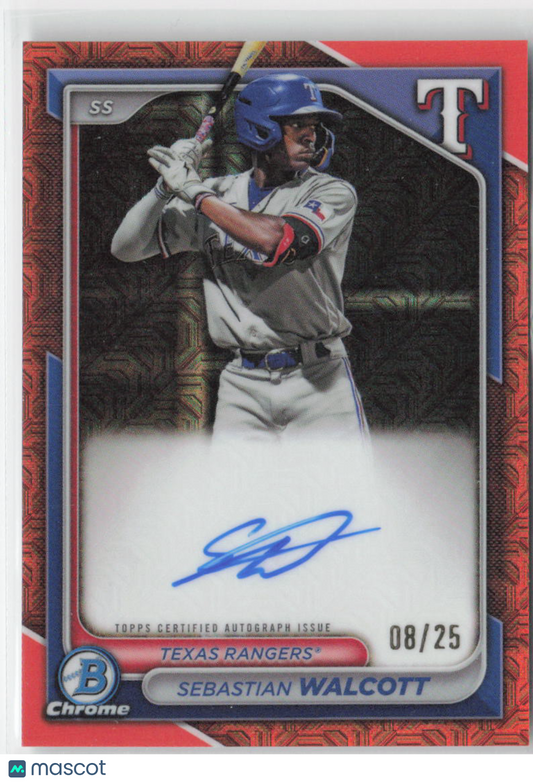 2024 Bowman Chrome Sebastian Walcott Orange Mega Box Refractor Auto 08/25 BMA-SW