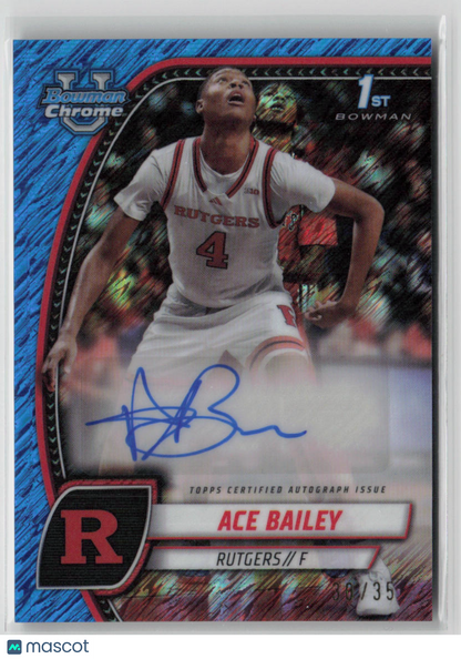 2024-25 Bowman University Chrome Ace Bailey Autograph Blue Shimmer 30/35 #1