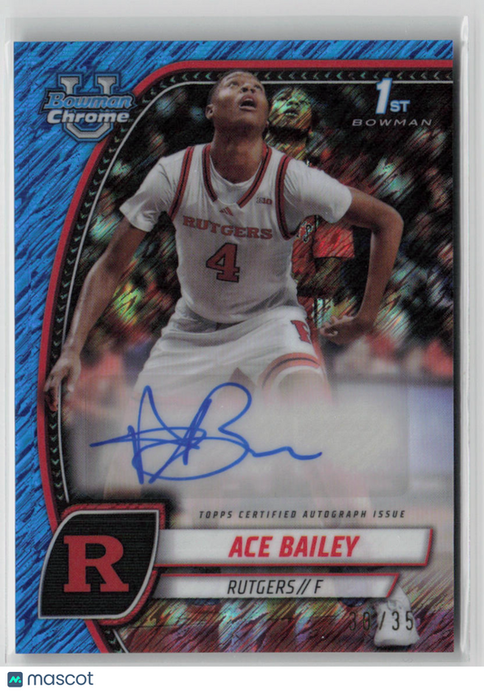 2024-25 Bowman University Chrome Ace Bailey Autograph Blue Shimmer 30/35 #1