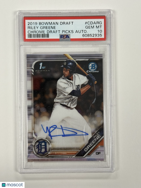 2019 Bowman Draft Chrome Riley Greene 1st Bowman Autograph #CDARG PSA 10