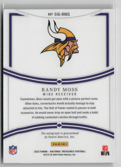 2023 Panini National Treasures Randy Moss 20/25 Signatures Silver #SIG-RMS