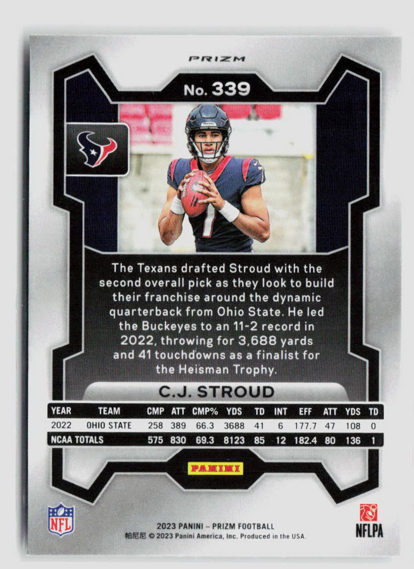 2023 Prizm CJ Stroud Silver Prizm Rookie Card #339