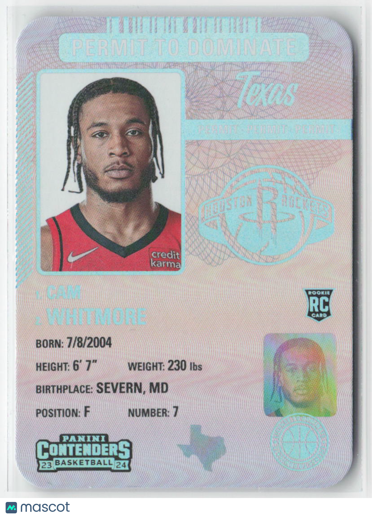 2023 Panini Contenders Cam Whitmore Rookie RC Permit To Dominate Case Hit #12