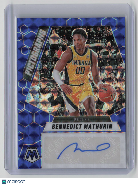 2024-25 Panini Mosaic Pictographs Bennedict Mathurin Auto Blue 10/35 #PM-BEN