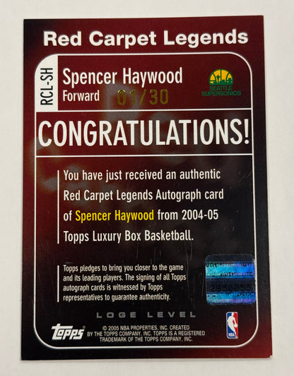 2004-05 Topps Luxury Box Spencer Haywood RC #01/30 Autographed #RCL-SH