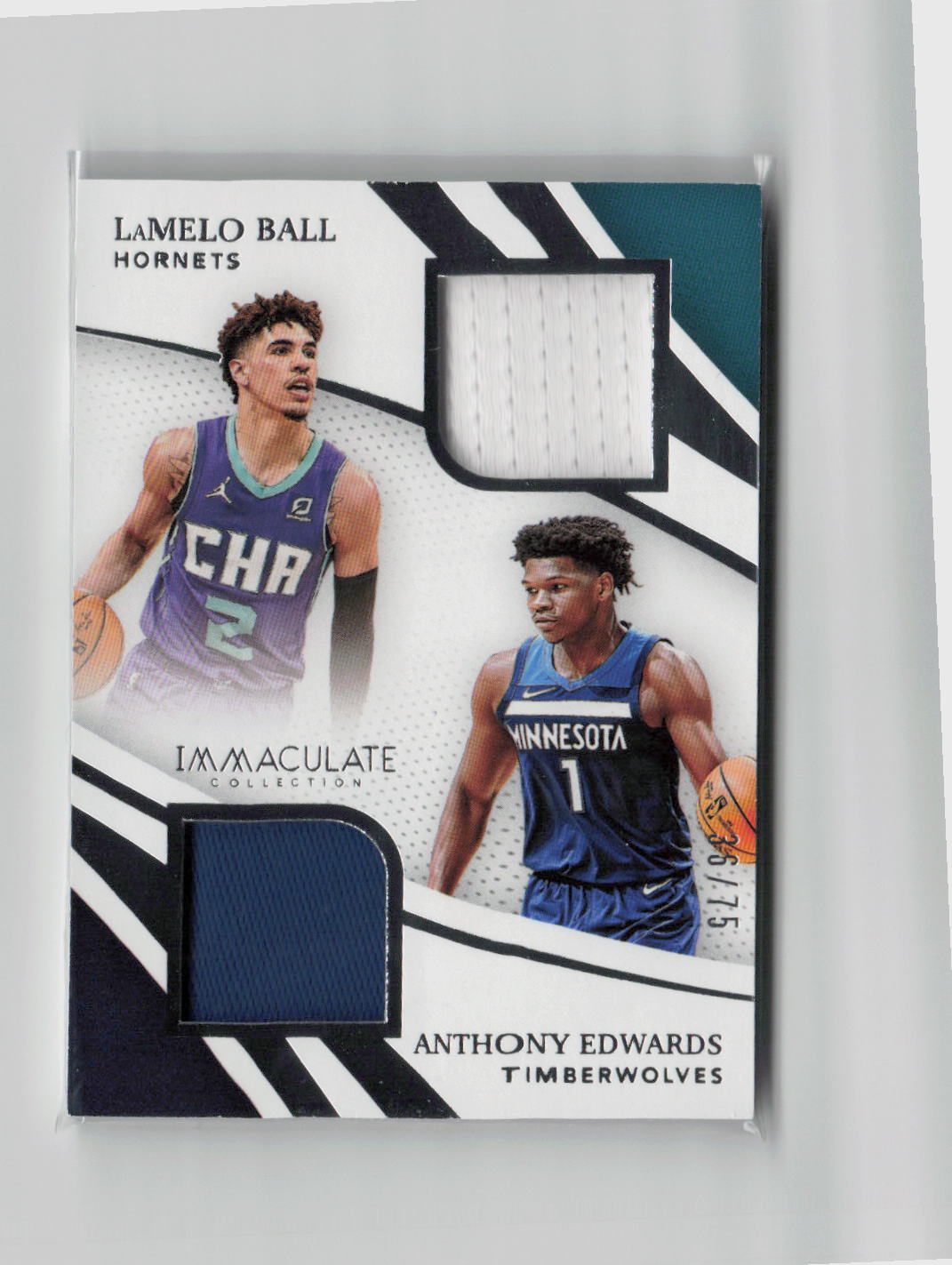 2020 Immaculate Anthony Edwards Lamelo Ball 36/75 Rookie Dual Patch #RRD-PN