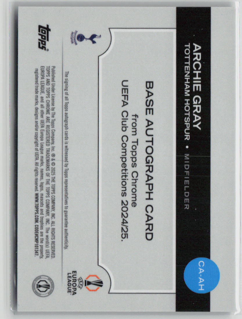 2025 Topps Chrome Archie Gray Autograph 29/52 RC #C-AAH