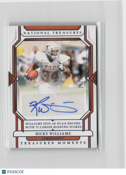 2024 Panini National Treasures Collegiate Ricky Williams 26/75 Autograph #TM-RW