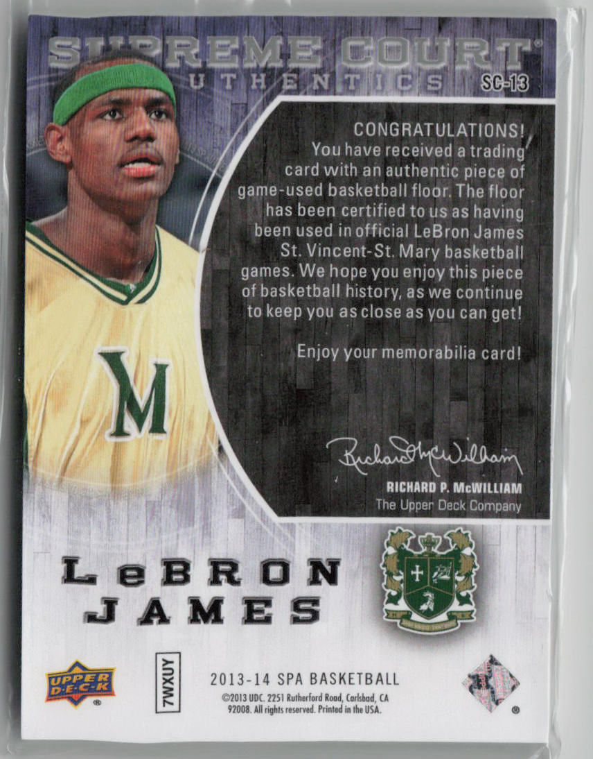 2013-14 SP Authentic  LeBron James Game-used basketball floor #SC-13
