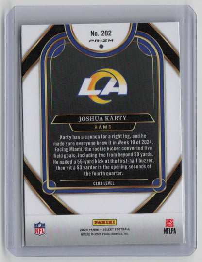 2024 Panini Select Prizm Joshua Karty RC Zebra #282