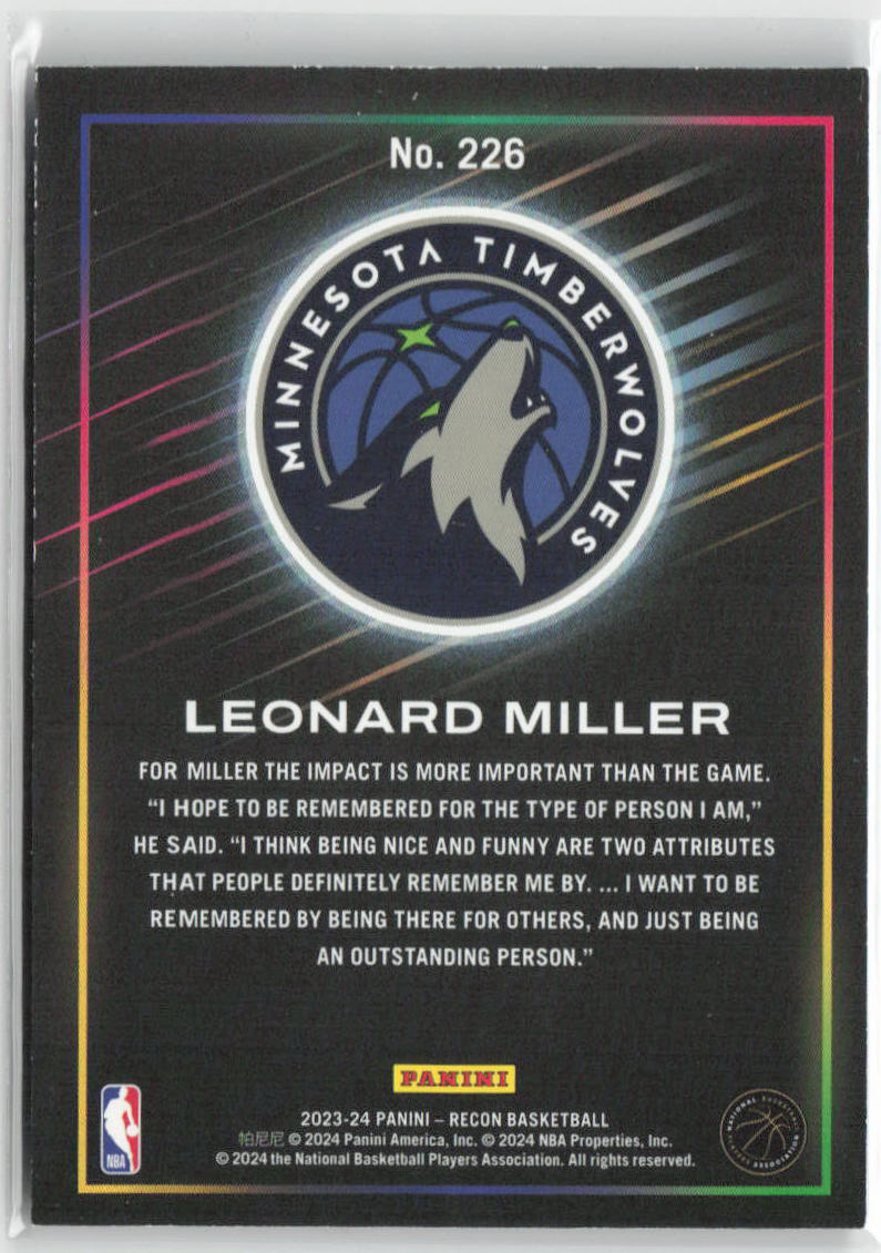 2023 Recon Leonard Miller Rookie RC Blue Swirls FOTL Jersey Match 3/3 #226