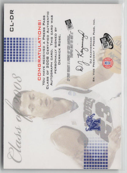 2008 Press Pass Class of 2008 Derrick Rose Autograph 178/199 #CL-DR