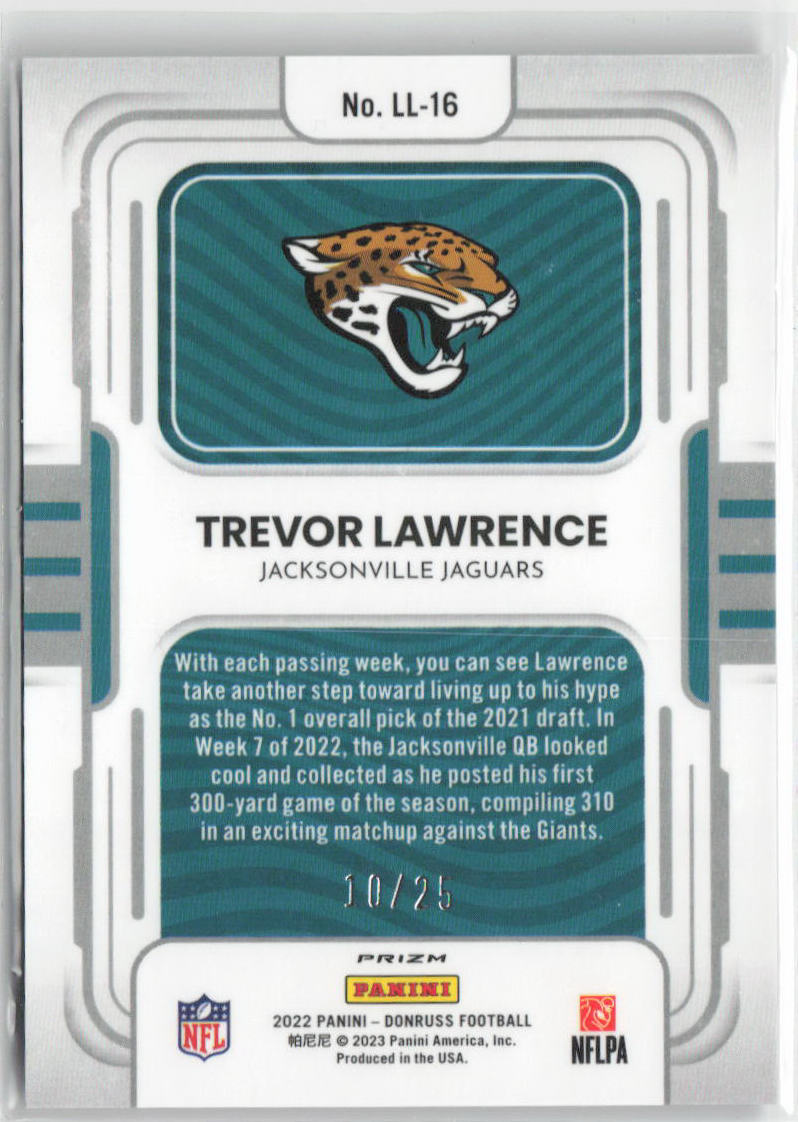 2022 Panini Optic Trevor Lawrence Purple Stars FOTL #10/25 #LL-16